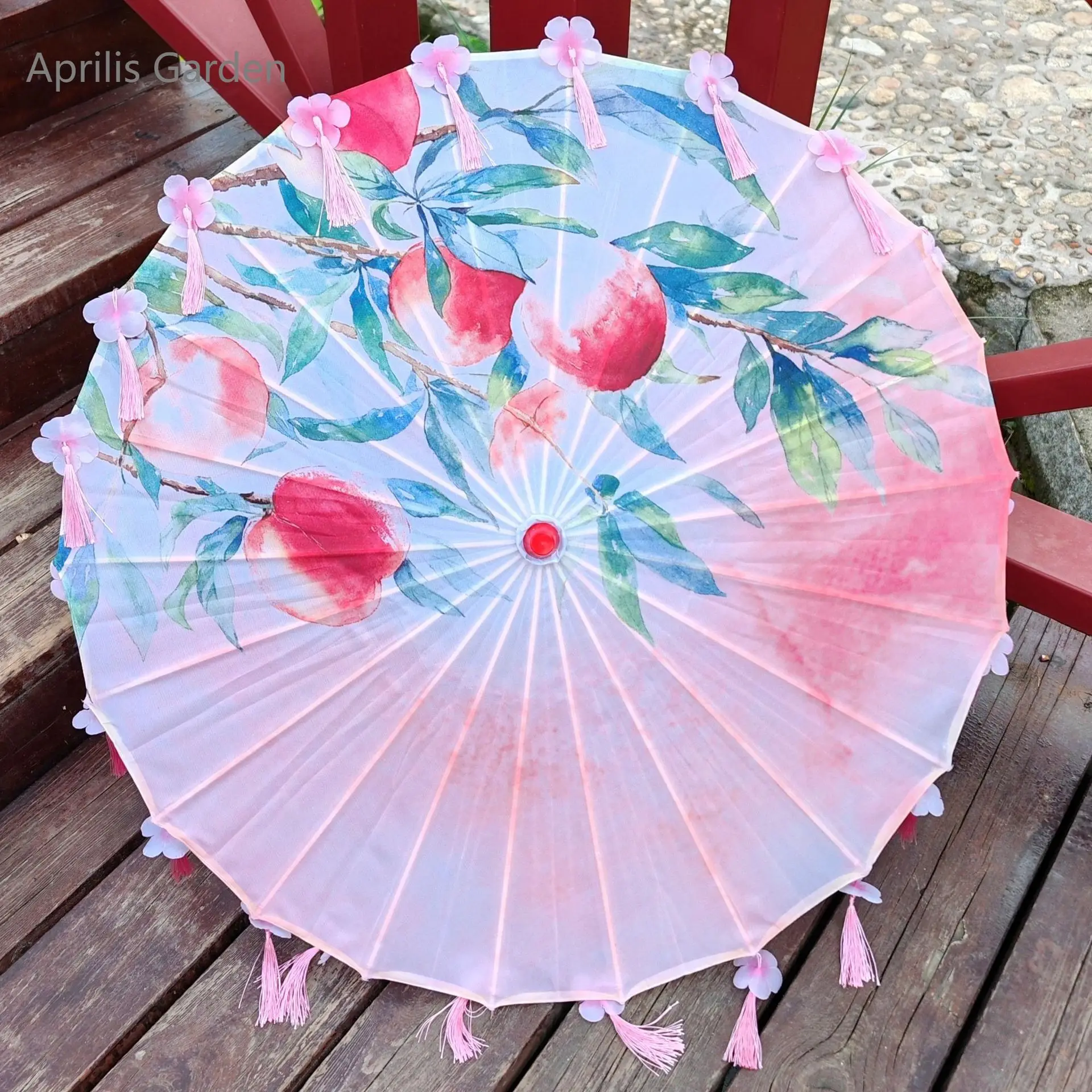82cm parasol plażowy papier oleniowy z chwostem Hanfu dekoracja do tańca kreskówka Anime japoński kwiat wiśni rekwizyty parasole podróżne