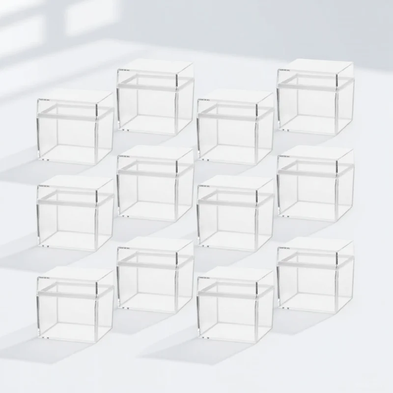 

12Pcs Transparent Candy Boxes Square Clear Containers with Lids for Storing Candies Cookies Coins Jewelry Pills Small Item