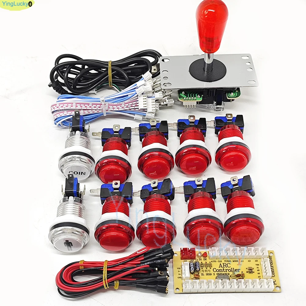 2-speler DIY Arcade Game Kit voor PC Raspberry Pi met LED-drukknoppen Amerikaanse stijl joystick USB-encoderkabels Mame Jamma