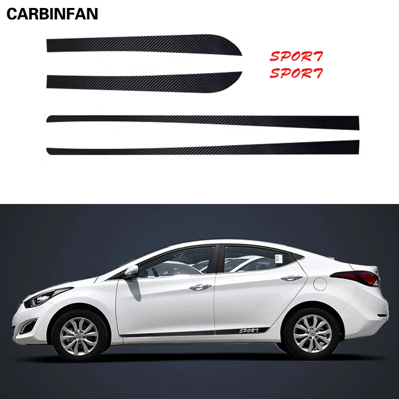 Accessories Car Styling Carbon Fiber Decal Car Side Skirt Sticker Automobiles 4pcs/set For Hyundai Elantra 2012-2016 Avante