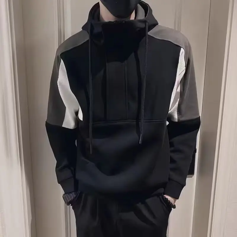 

Men's Spring Autumn Workwear Jaet 2023 New Faion Brand Hooded Windbreaker Casual Top Layered Patchwork Urban Sle Long S...