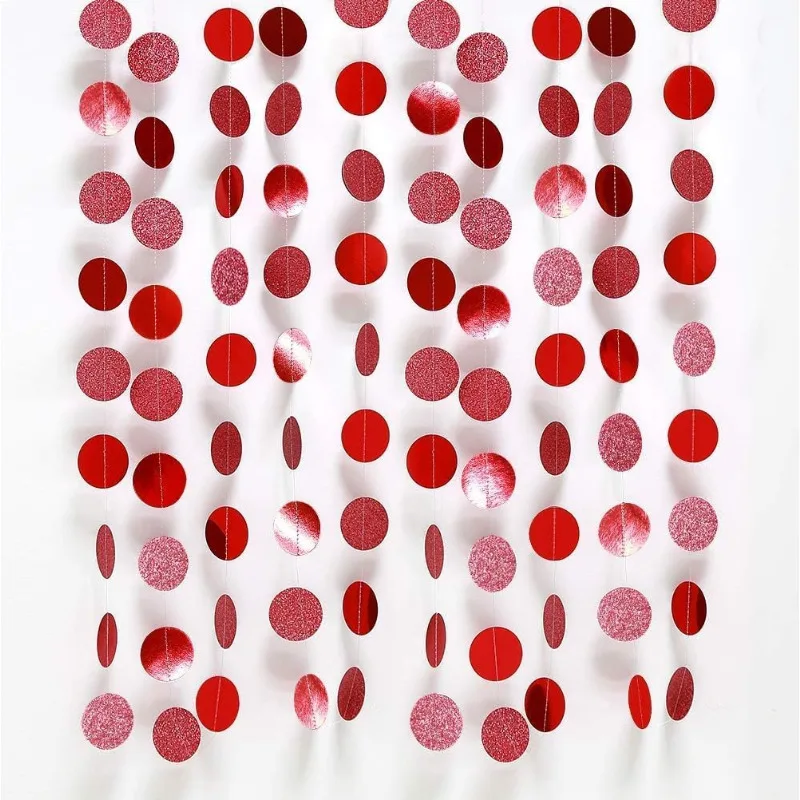 Glitzer rote Kreis Punkte Girlande Kit für Party hängen Dekoration/Hintergrund/Banner für Neujahrs feier/Geburtstag/Valentinstag