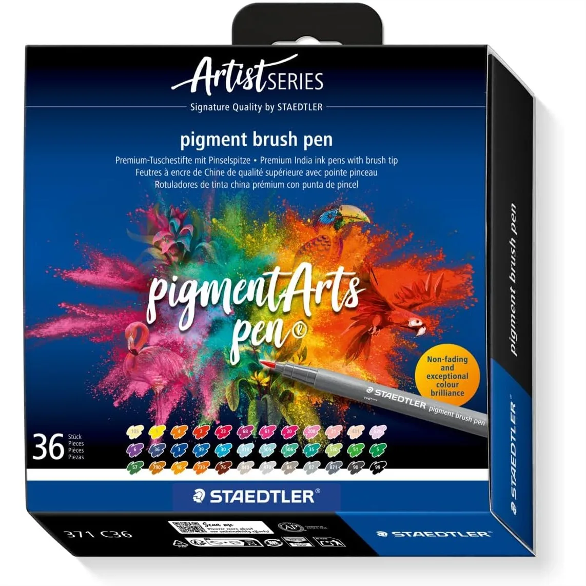 

36 Color Brush Pens for Journaling, Drawing, Hand Lettering - Permanent, Waterproof, No Bleed Fiber-Tip Pens