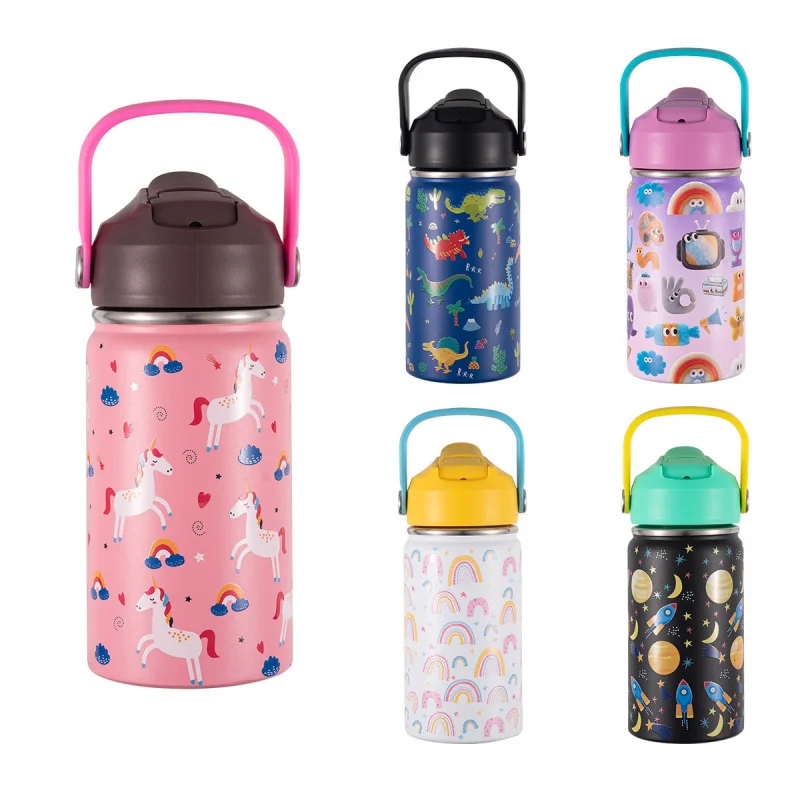 

12oz 350ml Water Bottle Cartoon Pattern Thermos Bottle Personalized Name Gift