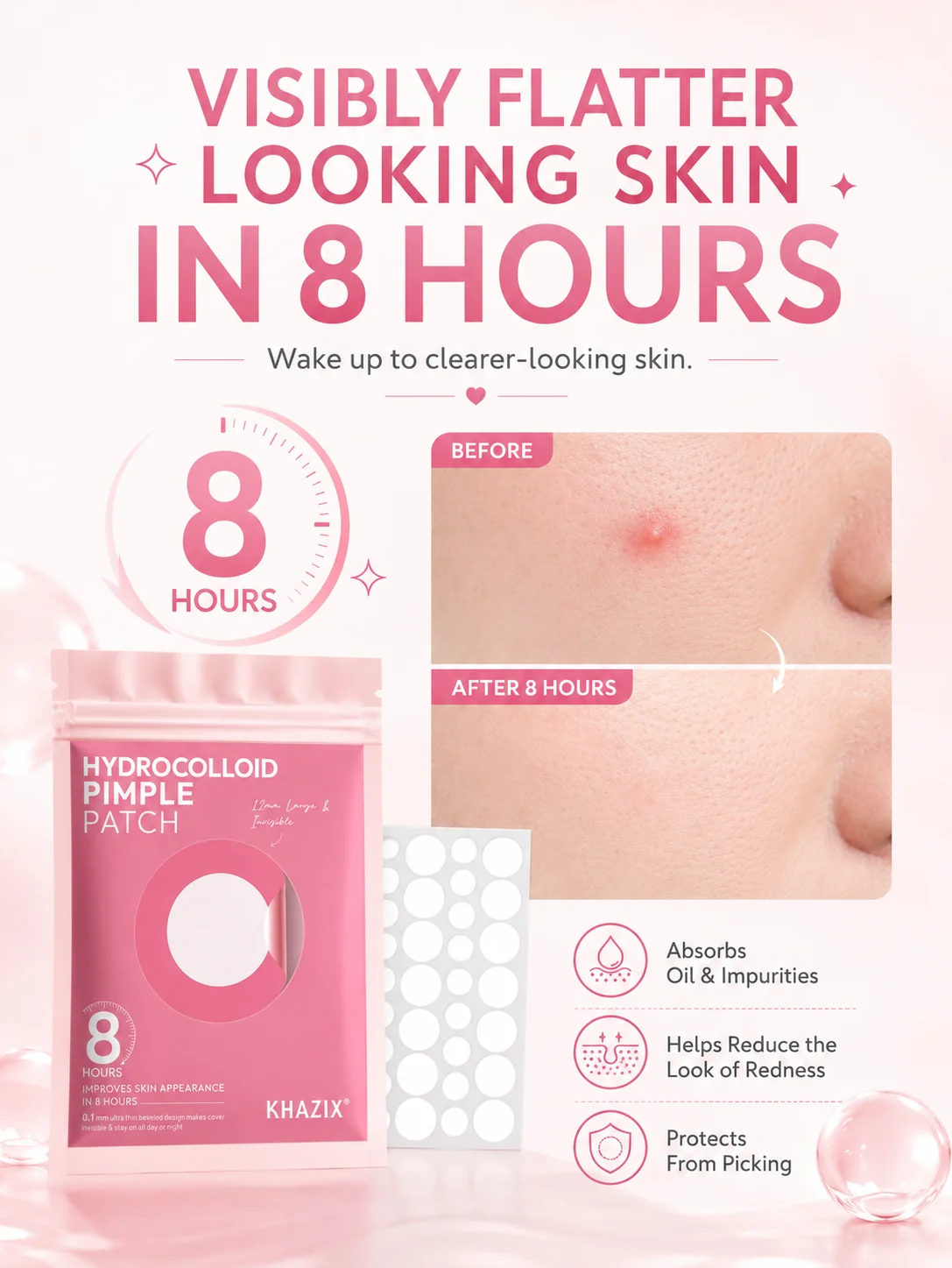 480pcs Hydrocolloid Blemish Patches Invisible Acne Spot Cover Pimple Patch for Face Skin Care Mixed Sizes
