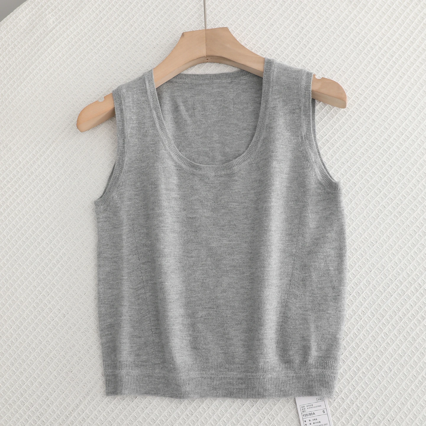 

Korean Sle Slim Fit Casual Loose Knitted Svel Vest Women's Base Layer Tank Top ort Length round Ne No Button