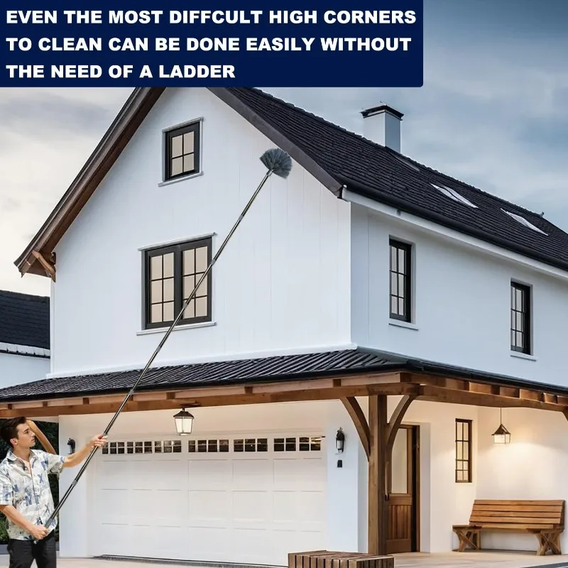 

ABLK Dual-Sided Stainless Steel Window For Cleaning Squeegee-For Cleaning Fan, Spider Web, High Ceiling, Blinds, Furniture, Car