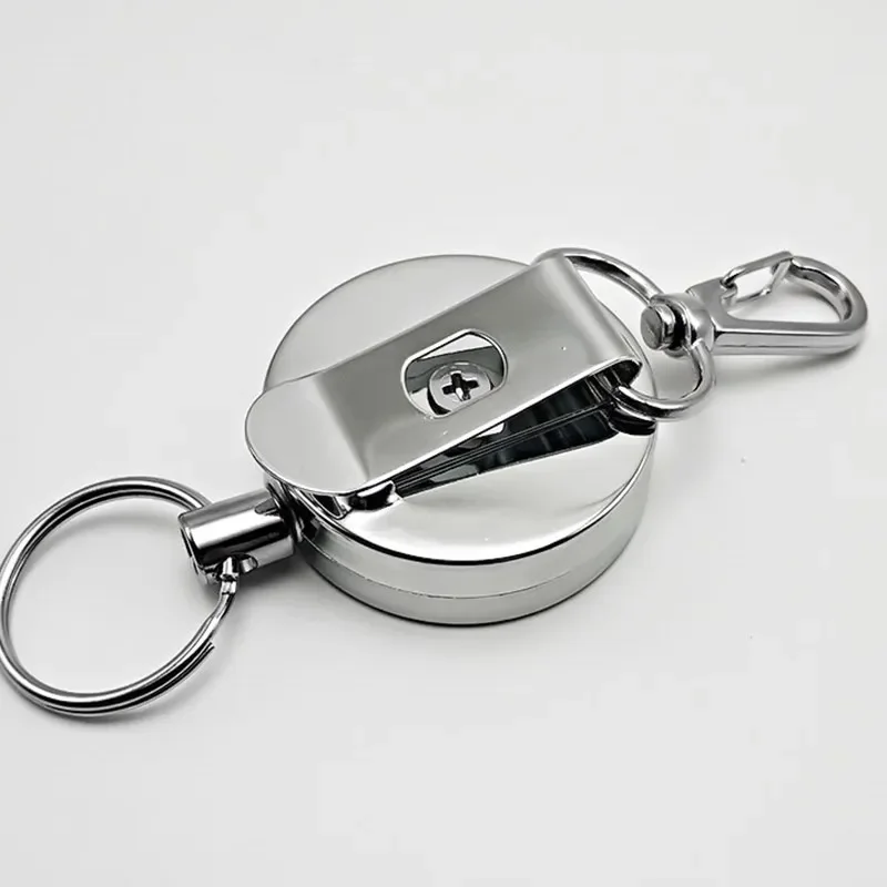 Metal Retractable Pull Key Ring ID Badge Holder Name Tag Card Holder Recoil Reel Belt Clip Gift Office Supplies