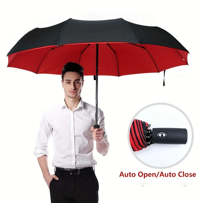 Unbreakable Windproof Automatic Umbrella - Fashion-Forward Design with 10-Rib Frame, Extra Large Sun & Rain Protection, Seamless