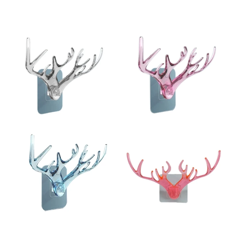 Three-dimensional Traceless- Antler- Hook Nordic- Wall Decoration Self Adhesive Hook Novel Deer Head Wall Key Wall Hook