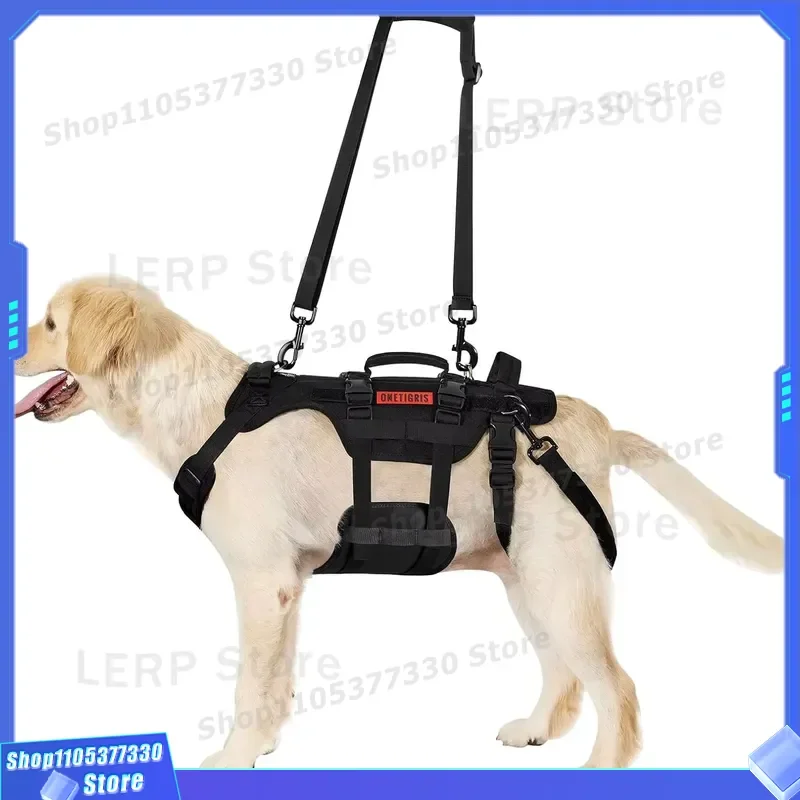 Large Dog Tactical Harness with Handle Non Pulling Vest for Senior Disabled Pets Support Aid Long Shoulder Straps Assistance