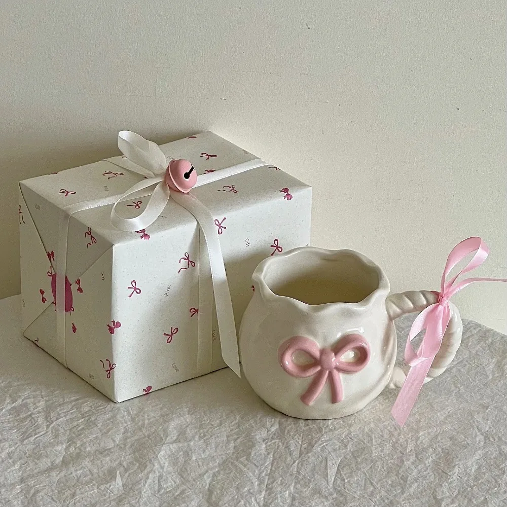 Cute Cherry Ceramic Mug, Small Niche Design, Water Cup with Gift Box, Household Drinking Set, Kitchen,Dining and Bar