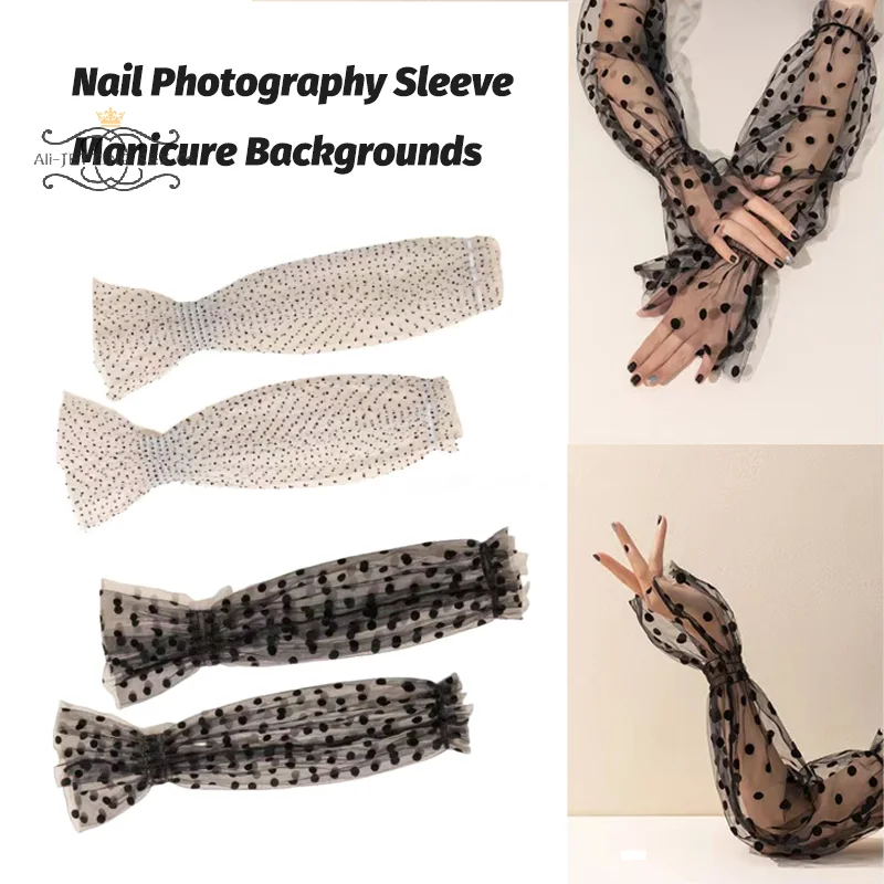 Tła fotograficzne do fotografii paznokci Elastyczne rękawiczki punktowe Tipsy do paznokci Wyświetlacz Cienki rękaw Tiulowe przedmioty Materiał do dekoracji manicure