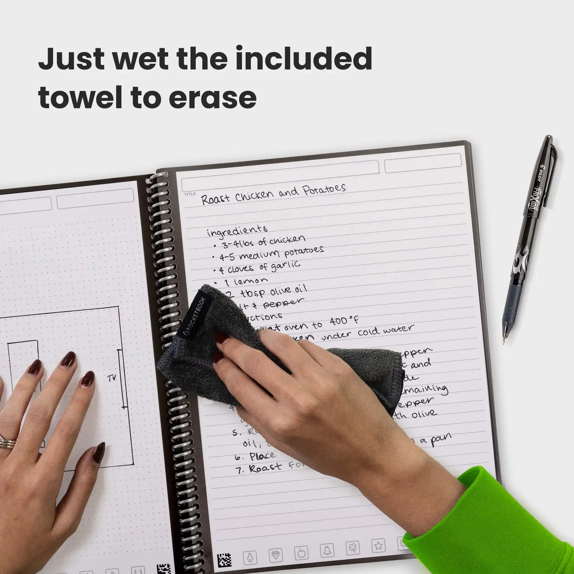 

Rocketbook Core Smart Spiral Notebook, Dot-Grid and Lined Pages, 32 Pages, 8.5" x 11", Black