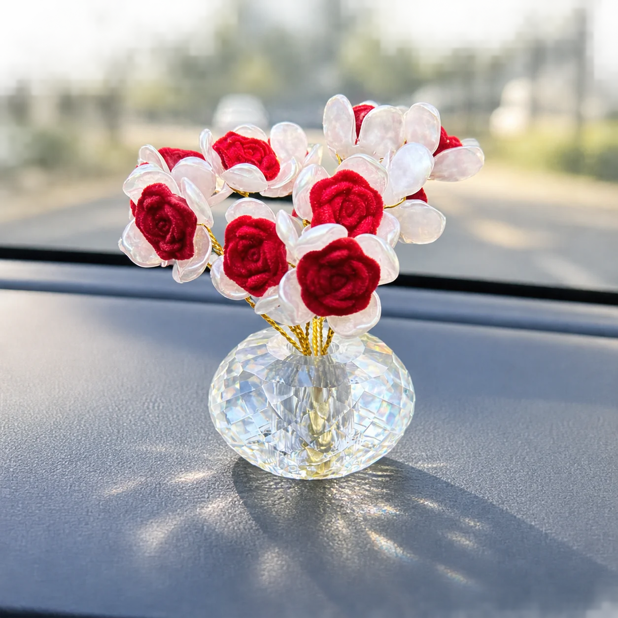 Multi-Faceted Crystal Figurines DIY Bouquet Stand Car Ornament Cabinet Door Handle Dazzling Suncatcher Paperweight Home Decor