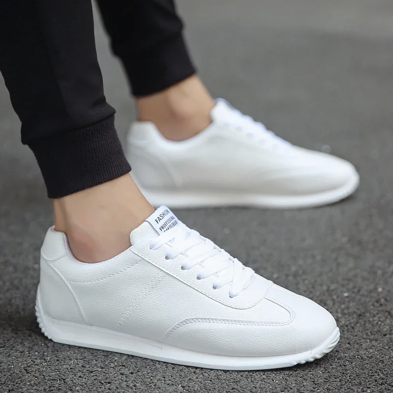 

Pop Leather Men Shoes Sneakers Trend Casual Shoe Italian Breathable Leisure Male Sneakers Non-slip Footwear White Men Loafers