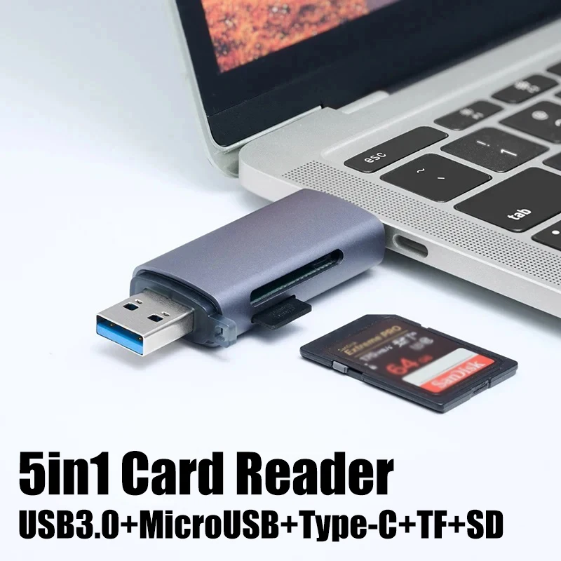 OTG Dual SD/TF Card Reader With Type C USB 3.0 And Micro USB Interfaces 5Gbps High Speed Writing Suitable For Mobile Phones PC