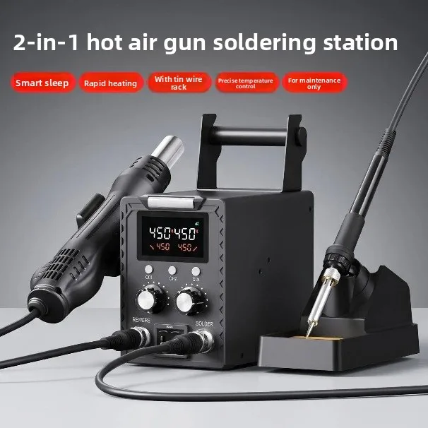 Hot air gun welding table with tin wire frame 2-in-1 adjustable temperature digital display electric soldering iron dismantling