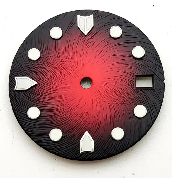 หน้าปัดสีไล่ระดับสี28.5มม. สีเทาสีดำสีน้ำเงินไม่มีโลโก้สีเขียวเรืองแสงเหมาะกับ NH35/NH35A/NH36อุปกรณ์เสริมสำหรับนาฬิกา