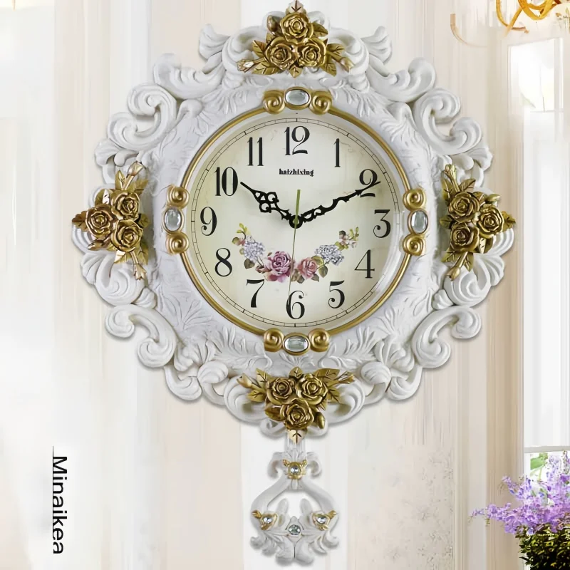 Reloj de Pared de Estilo Rústico Retro Europeo y Americano - Reloj de Pared Moderno para Sala de Estar y Dormitorio, Reloj de Cuarzo Simple y Creativo