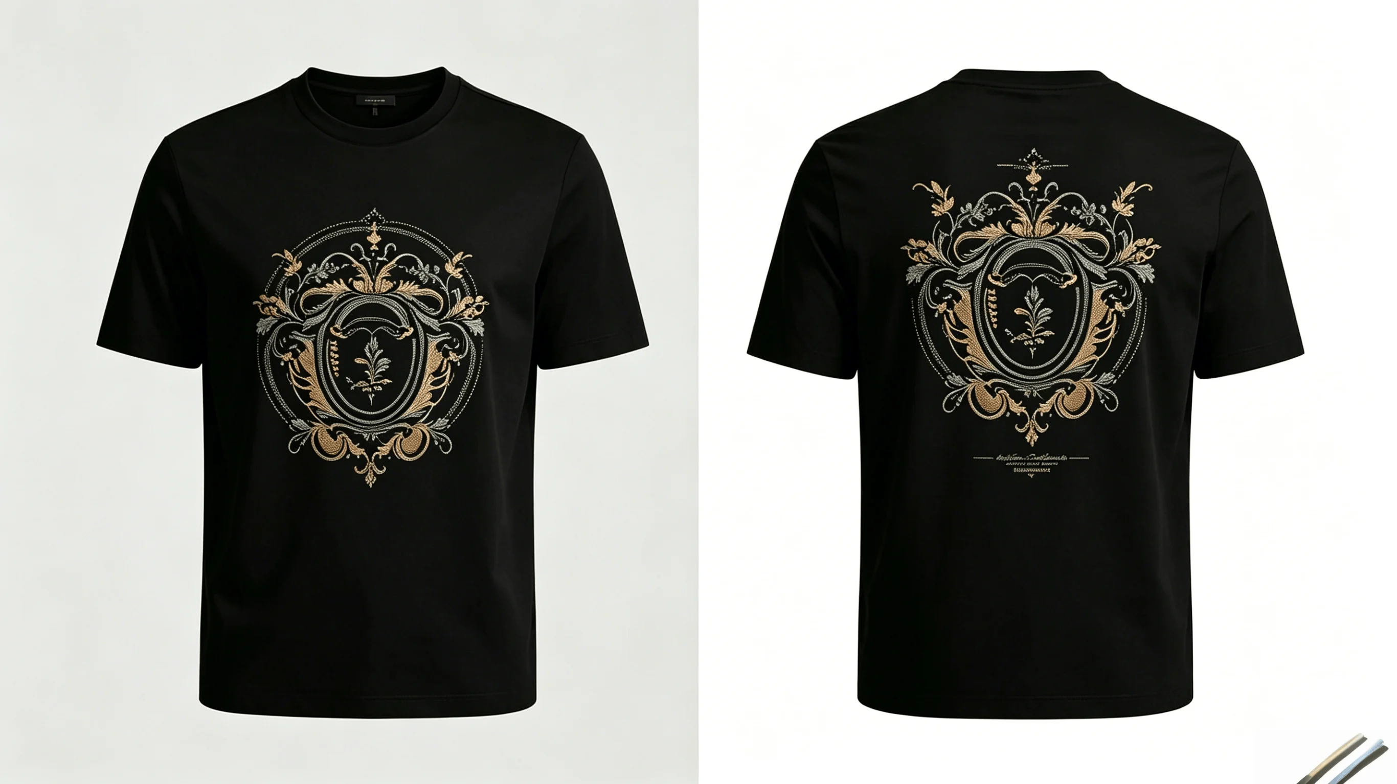 US Local Shipping 3-5 Days Delivery | Unisex White Gold Baroque Print T-Shirt | Luxury Vintage Aesthetic 180G Cotton Tee | Casual Short Sleeve Crew Neck Top for Men Women