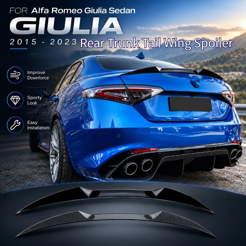 Rear Trunk Tail Wing Spoiler Fixed Wing Downforce for Alfa Romeo Giulia Sedan 2015 2016 2017-2023 Body Kit Exterior Modification
