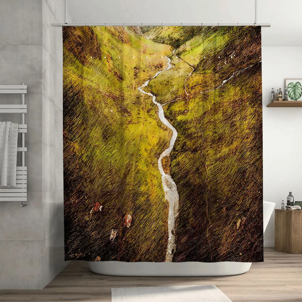 الحمام دش الستار الأزهار خمر الطبيعة النباتية مزرعة ديكور ريفي قابل للغسل مقاوم للماء المنسوجات المنزلية #3