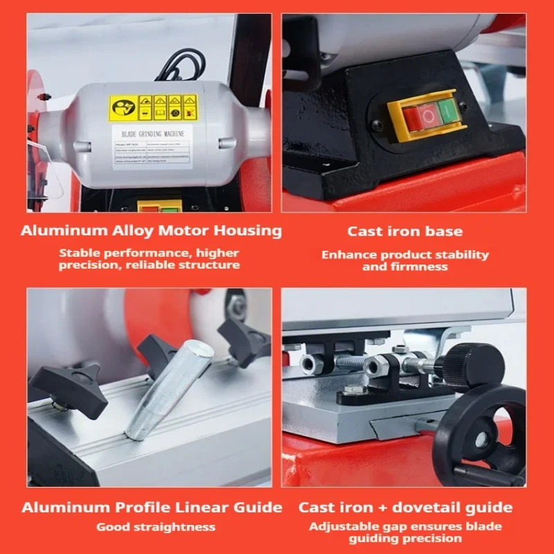 Dual Wheel Water Cooled Grinding Machine Vertical Water Tank Anti-Burn Blade Adjustable Guide Jig Bench Sharpener