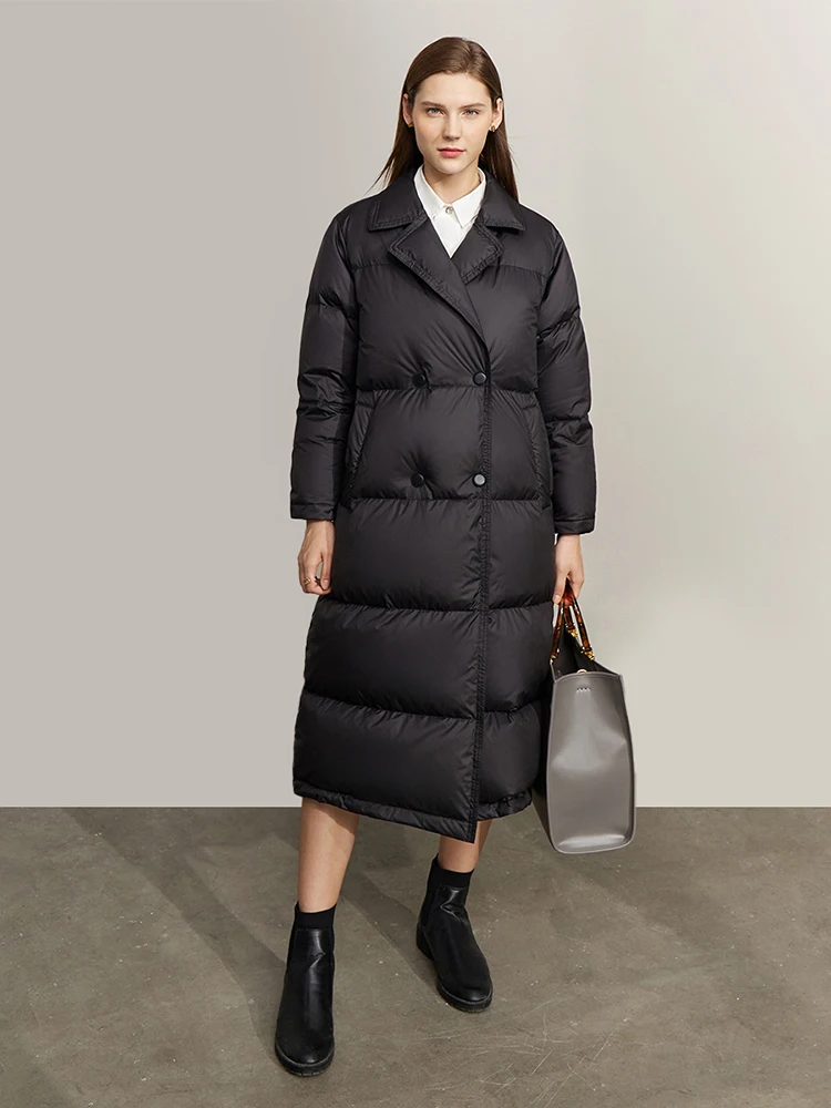 Amii minimalismo para baixo jaqueta feminina 2022 inverno novo engrossar quente sólido solto moda turn-down colarinho longo roupas topos 12270486