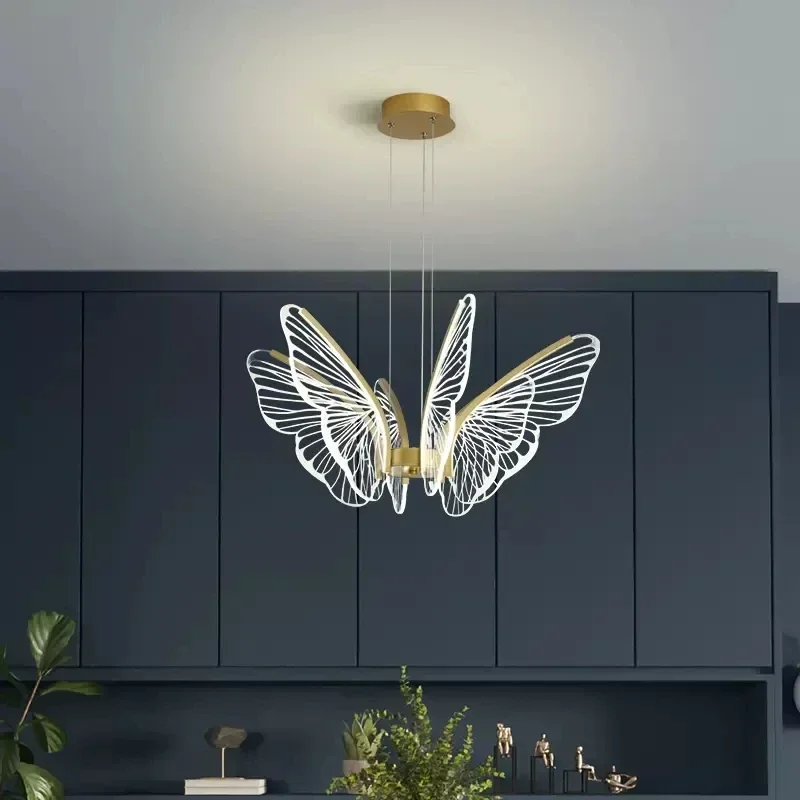 

Decorative Butterfly Led Ceiling Chandelier Dining Table Kitchen Island Ceiling Lamp Living Room Pendant Lights Home Decorations