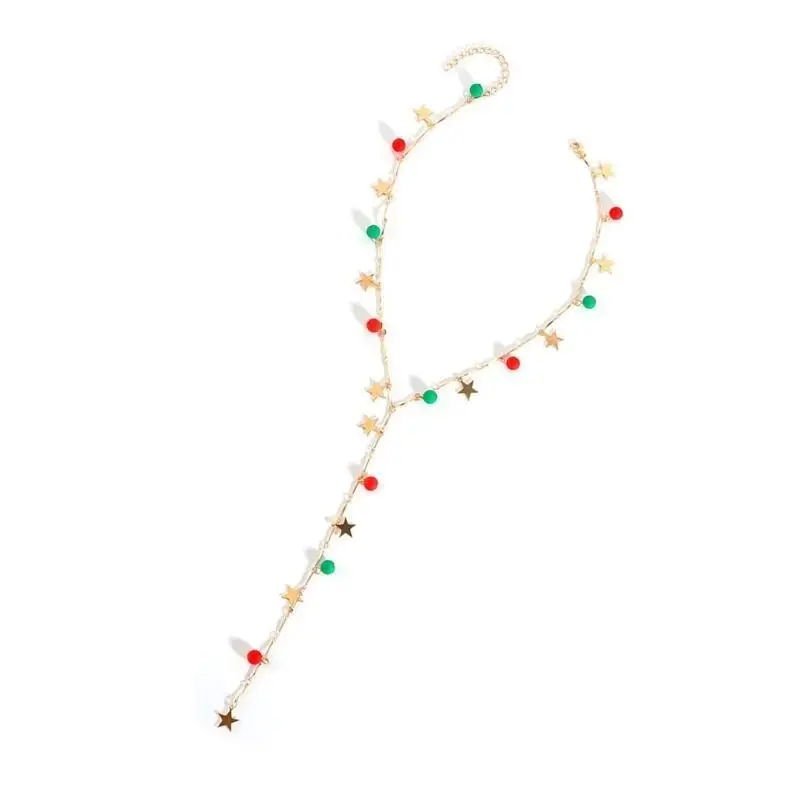 

652F Long Chain Necklace Tassels Star Charm Pendant Stylish Elegant Women Necklace for Everyday Wear