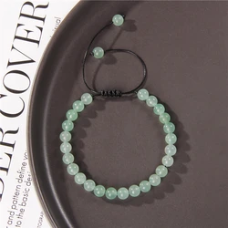 Genuine Green Aventurine 6mm Beads Bracelets for Women Men Real Natural Stone Braided Bracelet Adjustable Handmade Jewelry Gifts