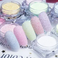 12pcs Macaron Set Nail Art Powder Acrylic Woolen Glittering Mineral Sand, and Sugar Coated Design Nails DIY Winter Nail Powder