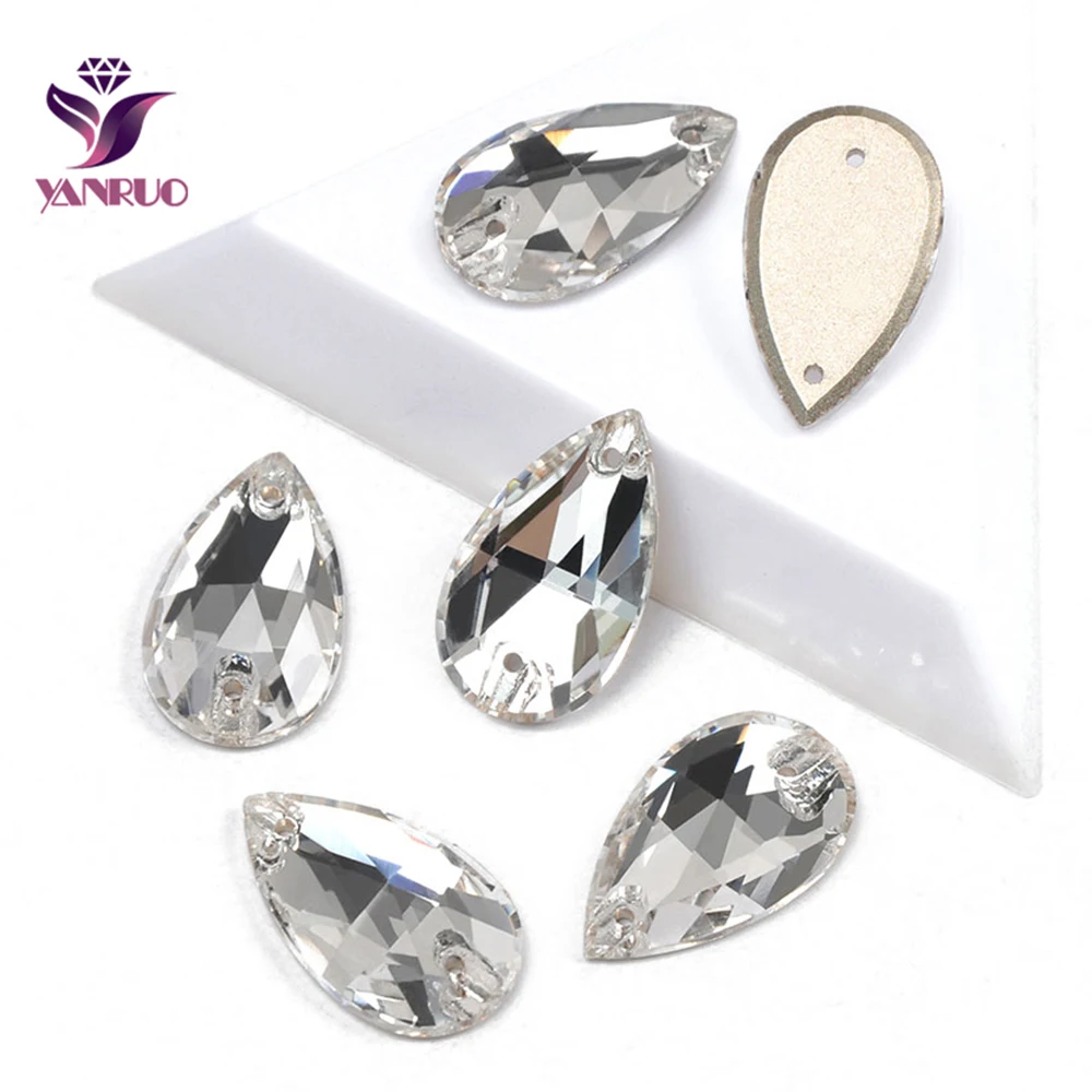 YANRUO Top 3230 Drop All Sizes Clear Crystals Sew on Rhinestones Sewing Stones For Clothes Wedding Dress DIY Handiwork