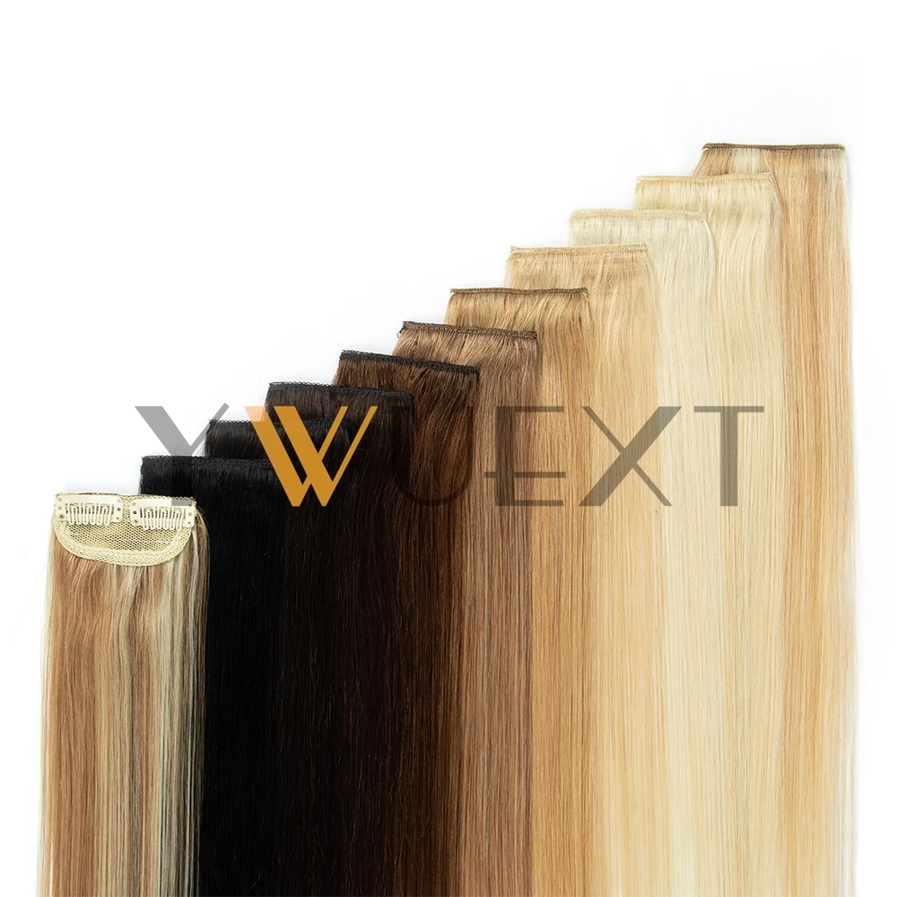 وسادة شعر قصيرة غير مرئية بمشبك في وصلات شعر ريمي بشري 12 "-18" مشبك صغير في الشعر 2 مشبك على آلة لحمة شعر 5 قطعة/الحزمة #2