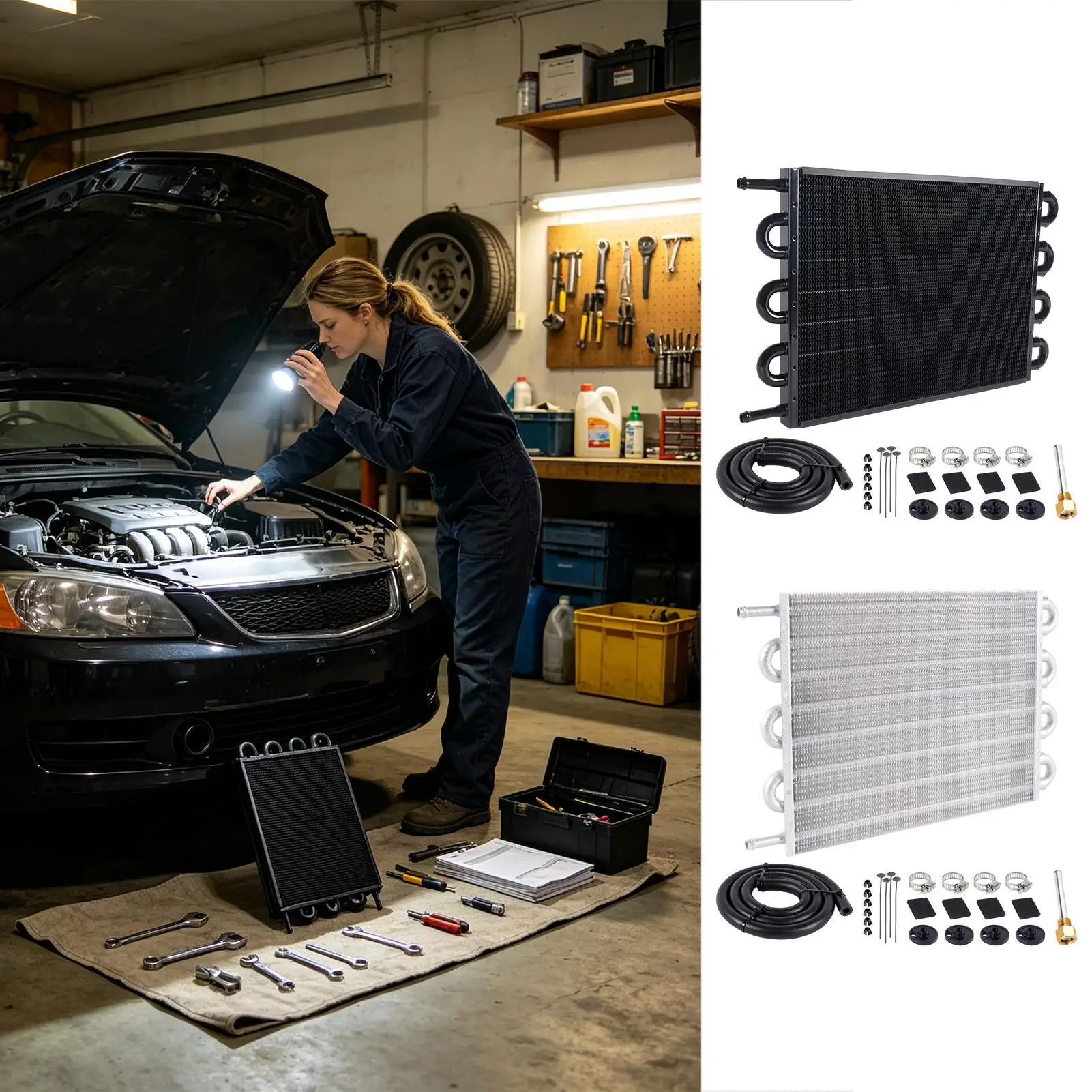 Trans Cooler Heat-Resistant Non-Slip Aluminum Alloy Car Transmission Cooler For Cars SUVs Vehicles Automotive Cooling System