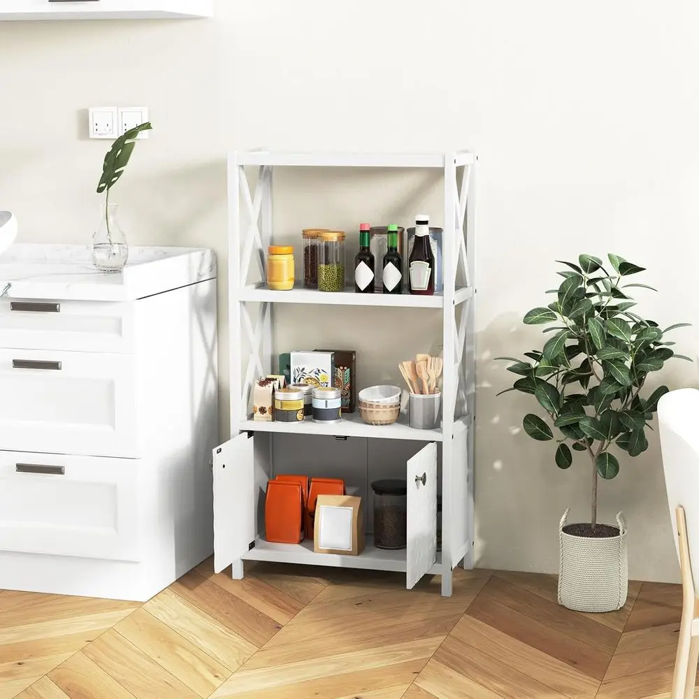 

Storage Cabinet, reestanding Storage Organizer with Open Shelves, Double Do, Display Shel, Bathroom loor Cabinet or Living Room,