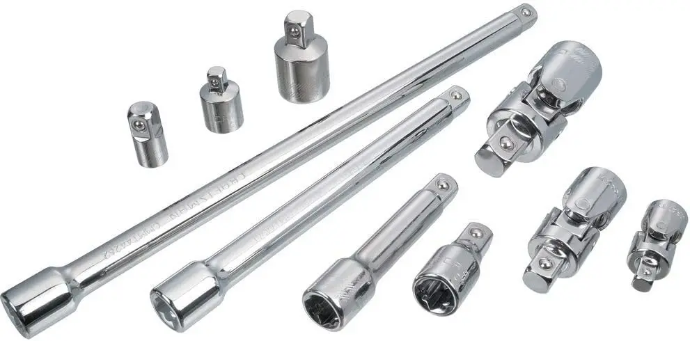 

10-Piece Socket Extension Set, Full Polish Chrome Finish, Quick Size ID, ASME Specs