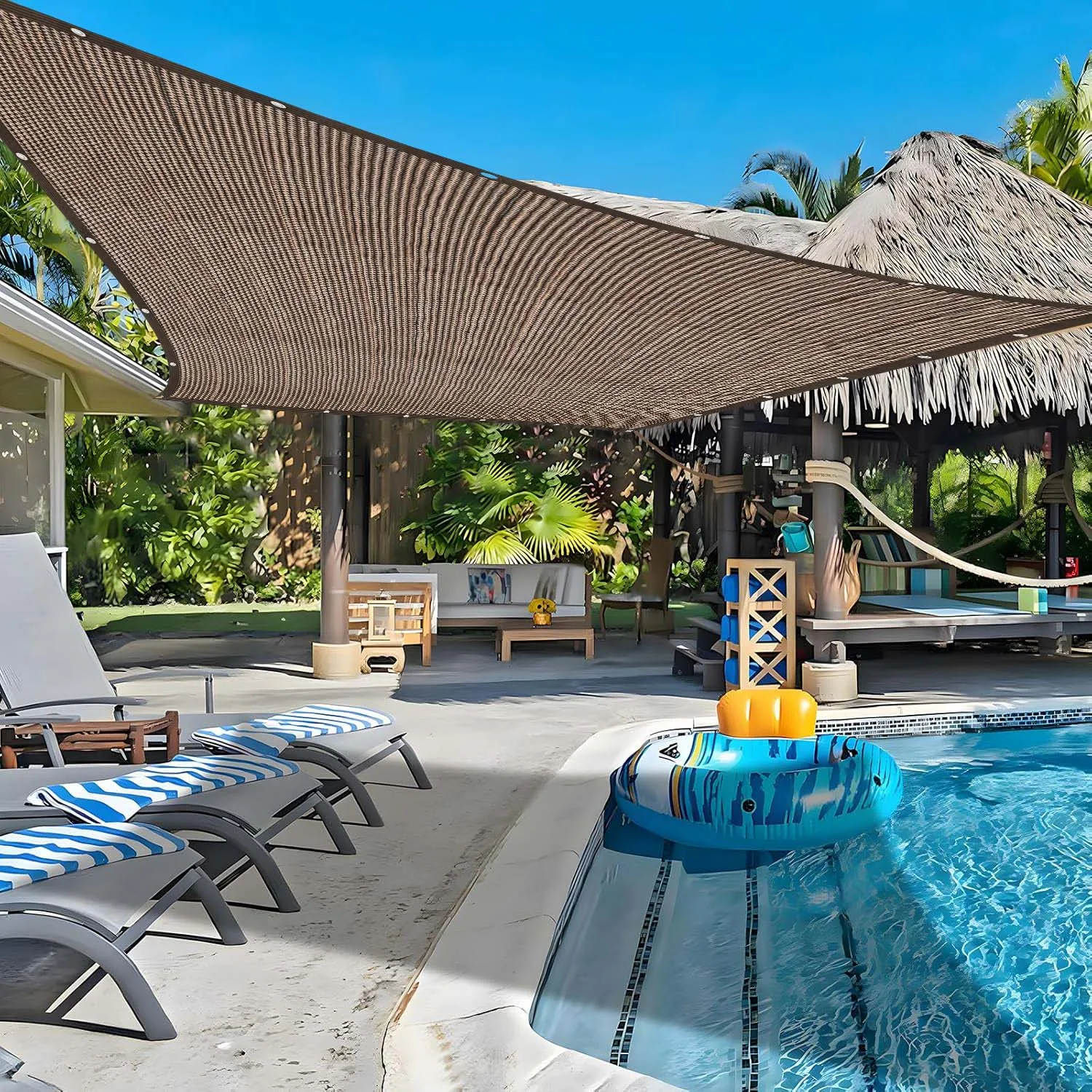 Red parasol para patio, cubierta de dosel exterior con bloqueo UV 90%, tienda tipo gazebo impermeable para patio trasero, terraza, piscina