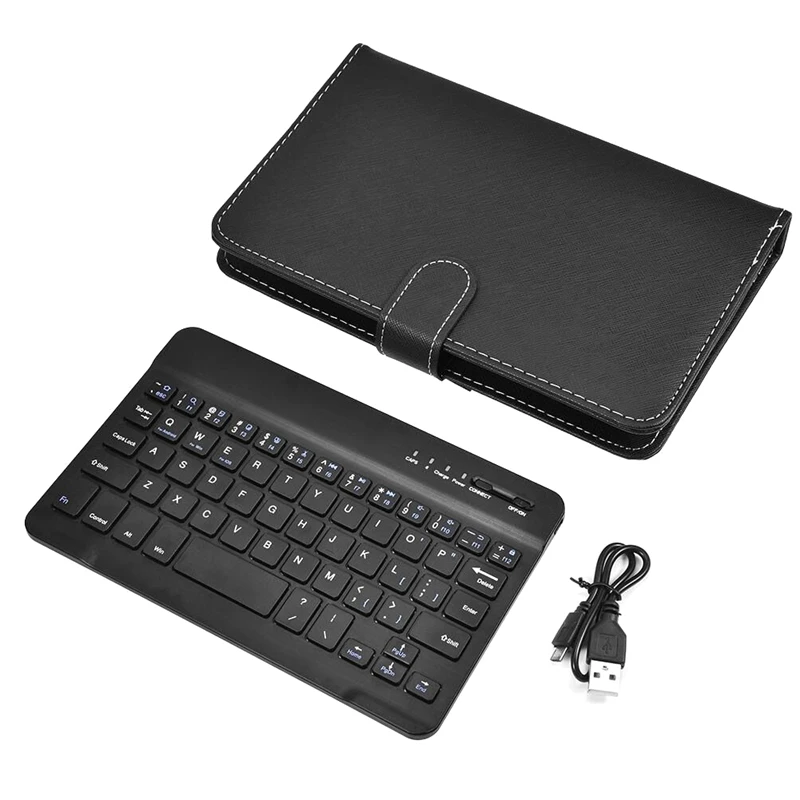 Bluetooth Mini Wireless Keyboard With PU Leather Case For Smartphone Tablet 4.5 Inch - 6.8 Inch Rechargeable Durable