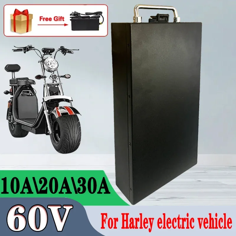 Electric vehicle lithium battery 60V 30Ah 20Ah 10Ah 2000W for Harley two wheel foldable Citycoco electric scooter