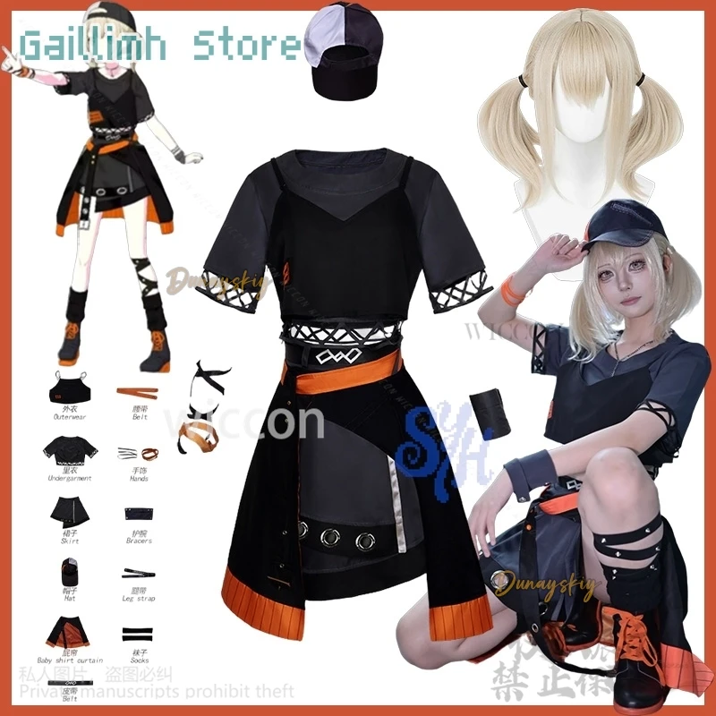 

Azusawa Kohane CR ZY Game Project Sekai Colorful Stage Cosplay Anime Costume Orange Punk Dress Lolita Hat Halloween Customized