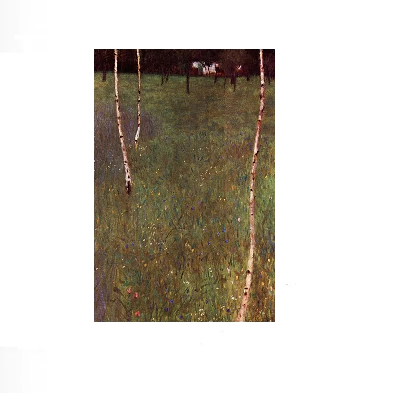 Gustav Klimt Farm House with Birch Trees Art Nouveau , Art Picture Print Canvas Poster Home Wall Decor