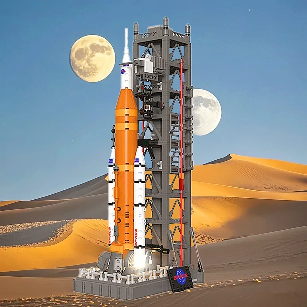 

900 шт. США Artemis Space Launch System Tower Космический корабль Космическая ракета Дисплей Модель Строительные блоки Кирпичи Игрушка в подарок