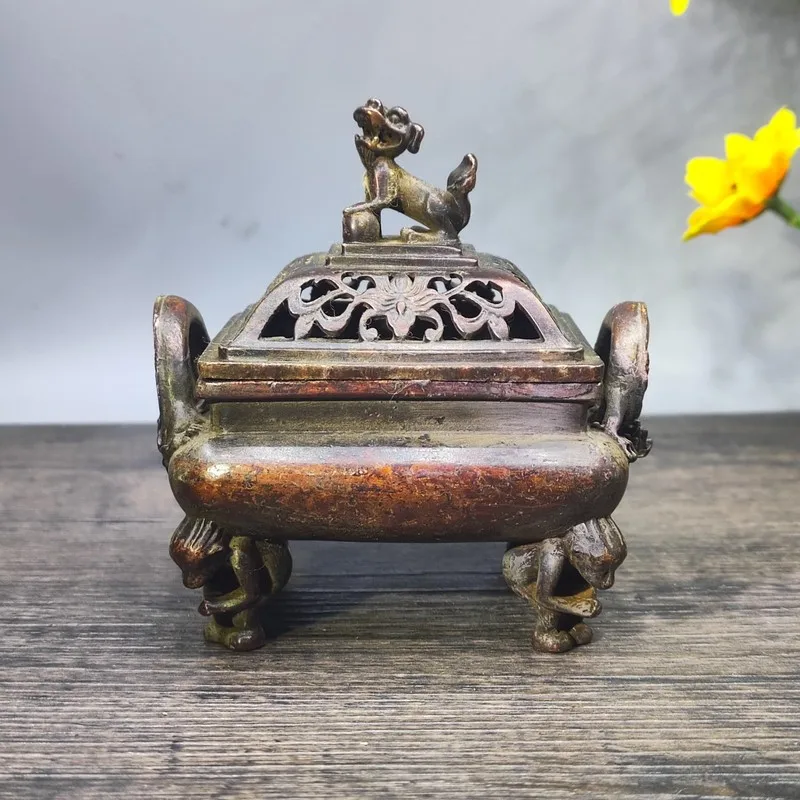 Lotus-shaped for home use, indoor sandalwood and agarwood copper alloy incense burner, living room Zen-sty
