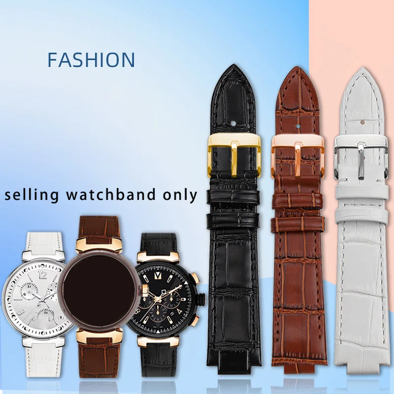 

For LV Louis Vuitton TAMBOUR series men's and women's butterfly buckle quick release convex mouth genuine leather watch strap 21