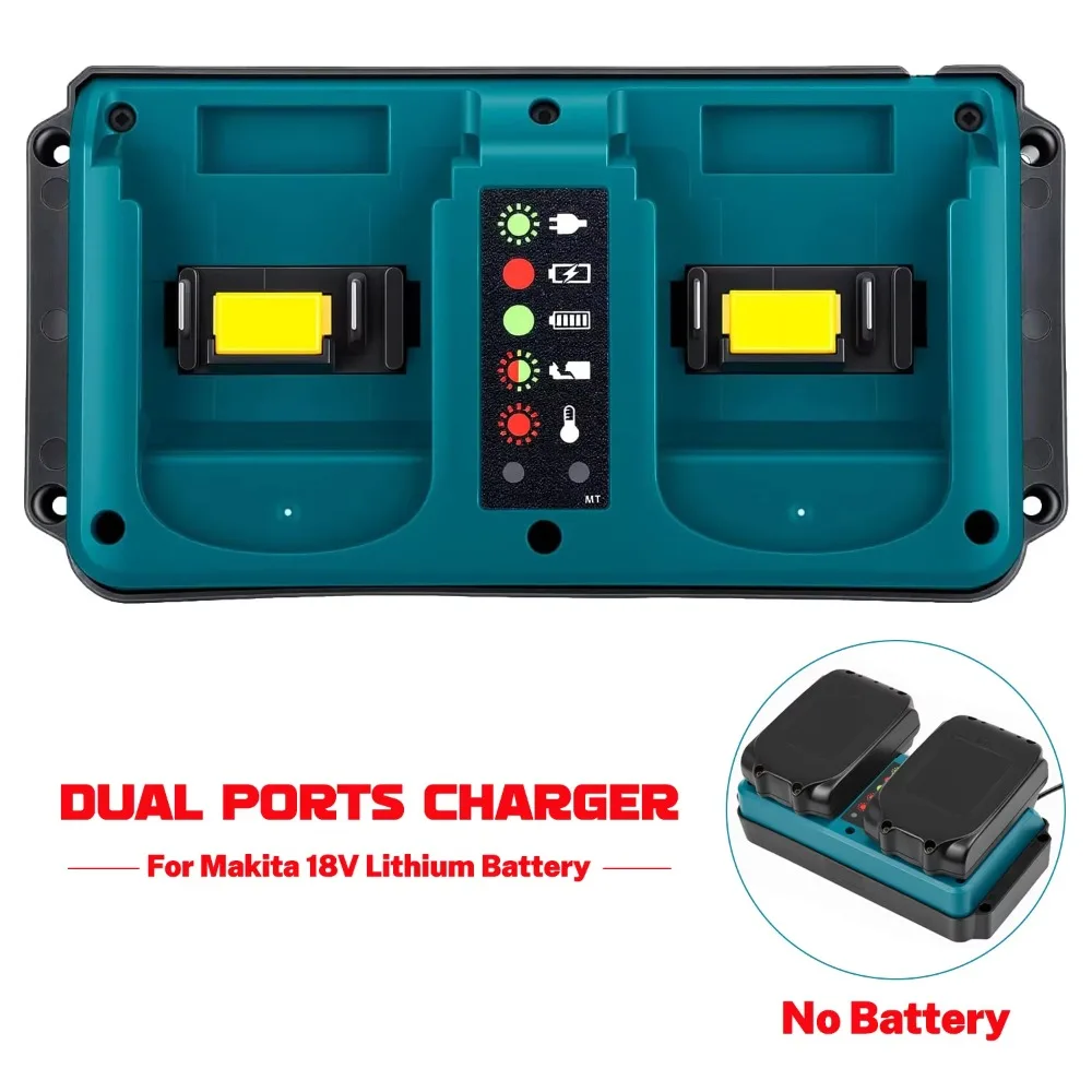 Charger Station Dual Port for 18V LXT Lithium Battery, Portable Fast Charger for BL1830 BL1860B BL1850B BL1430