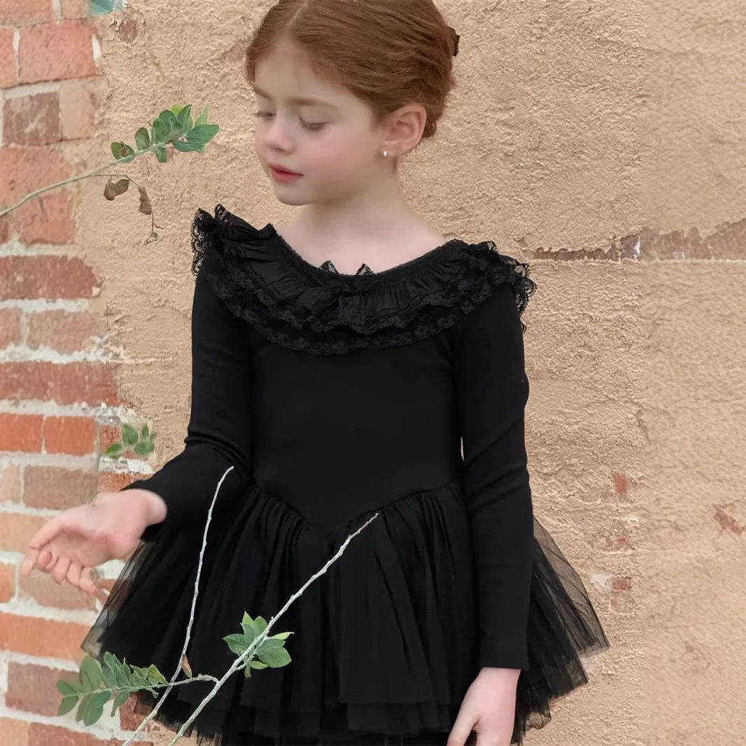 

Children Clothes Girls Casual Dress 2026 Spring Summer Girls Long-sleeved Fashionable Solid Color Stretch Knitted Dress