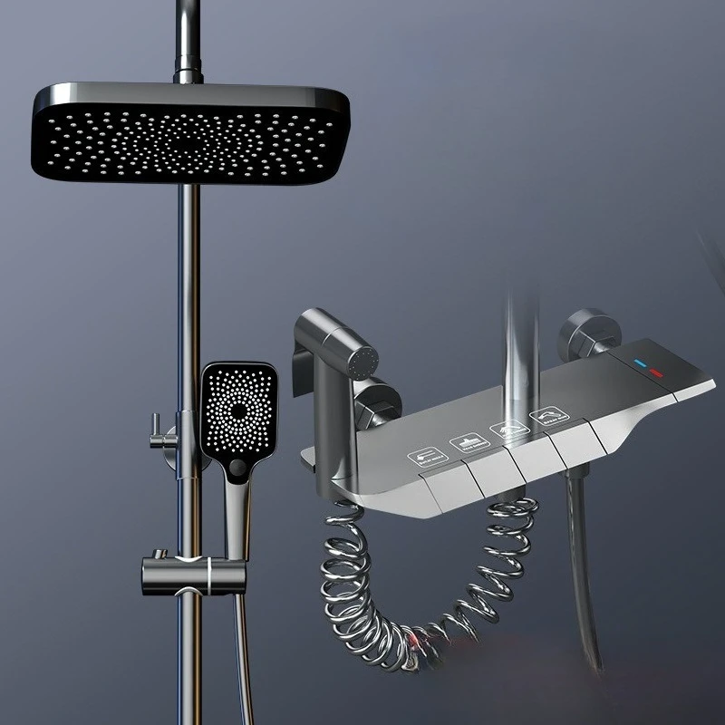 

Кнопка фортепиано, постоянная температура, горячий и холодный цифровой дисплей, набор насадок для душа, насадка для душа под давлением для мытья в ванной комнате