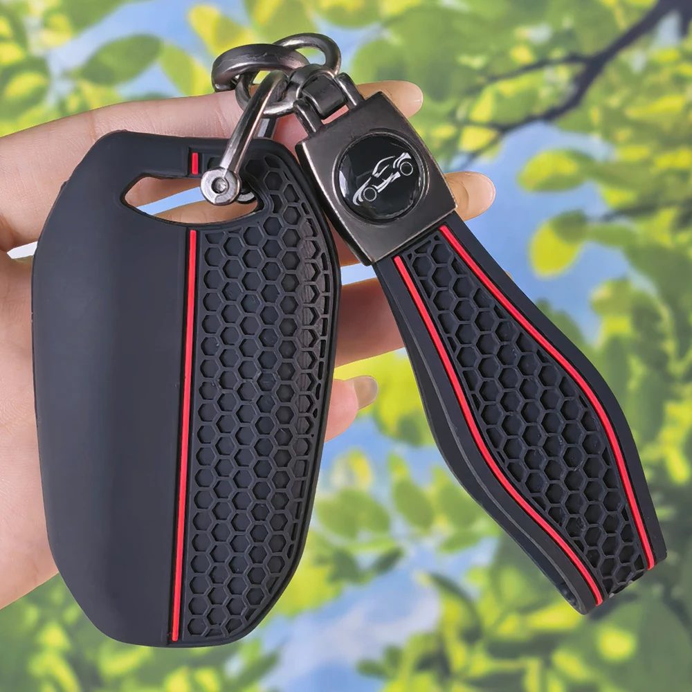 Anti-slip Textured Silicone Key Case With Keychain For Peugeot Traveller Expert Citroen Jumpy Dispatch SpaceTourer